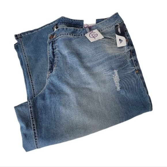 Lane Bryant Genius Fit Capri blue distressed Jean Pants Size 26 - Picture 2 of 13